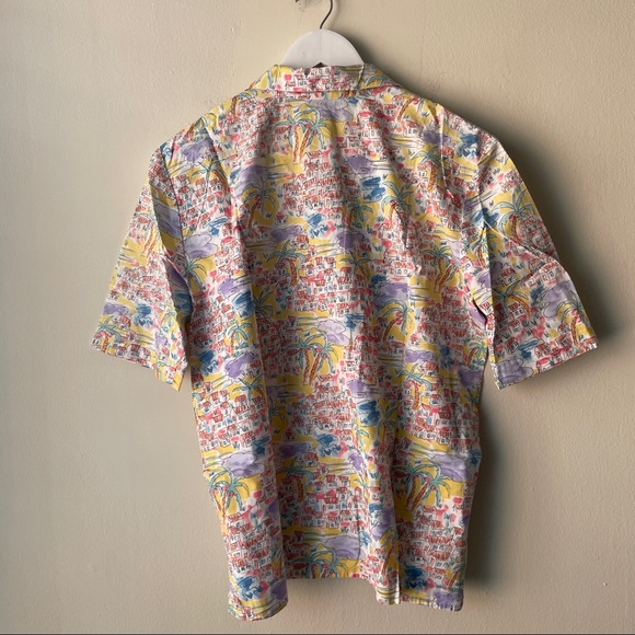 Doncaster Multicolored Cotton House & Tree's Print Notch Collar S/S Blouse - 12 - Picture 4 of 7